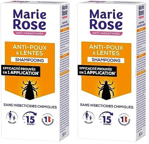 MARIE ROSE - Shampooing Anti-Poux Et Lentes - Sans Insecticides Chimiques - Adultes et Enfants à partir de 3 ans - Respect du Cuir Chevelu - 125mL - Fabriqué en France (Lot de 2)