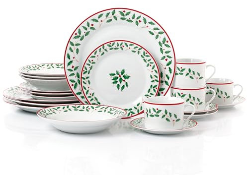 20pc Holly Porcelain Dinner Set