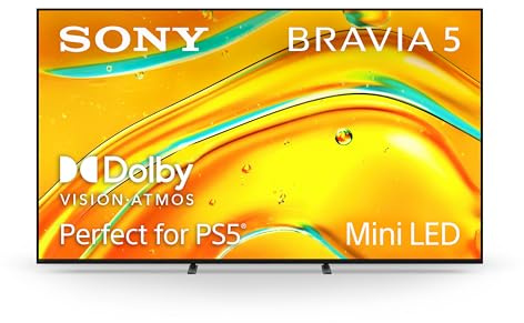 Sony BRAVIA 5 85 Inch TV, Mini LED, 4K Smart Google TV, XR Processor with AI Technology,120hz Television with Dolby Vision/Atmos, Exclusive Features for PlayStation®5, K-85XR50, 2025 Model