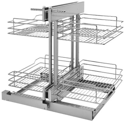 Panier d'angle magique à 2 niveaux, paniers d'armoire coulissants pour armoire, paniers de rangement coulissants pour armoire, organisateur d'armoire d'angle de cuisine robuste 800