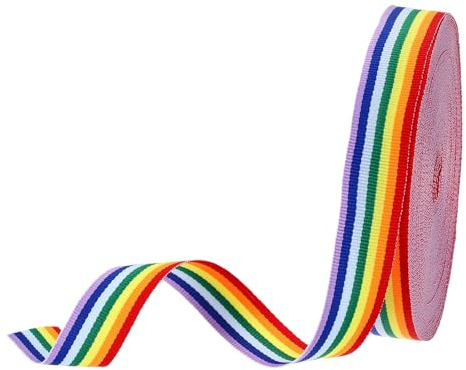 PATIKIL Nastro Gros-Grain A Righe Arcobaleno 3/4, 25 Iarde Di Poliestere Design A Doppia Faccia Per Fiocchi Regali Decorazioni Natalizie Fai Da Te
