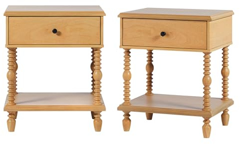 Walker Edison Vivienne 1-Drawer Spindle Nightstand - Natural - 2pk