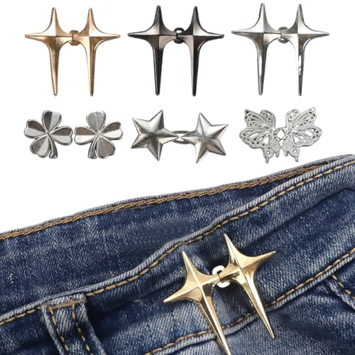 Tensores de Cintura para Pantalones Vaqueros,6 Pares,Botones Ajustables para Jeans,Ajustador de Pantalones,Hebilla de Cintura,Botones Desmontables Necesarios para Pantalones