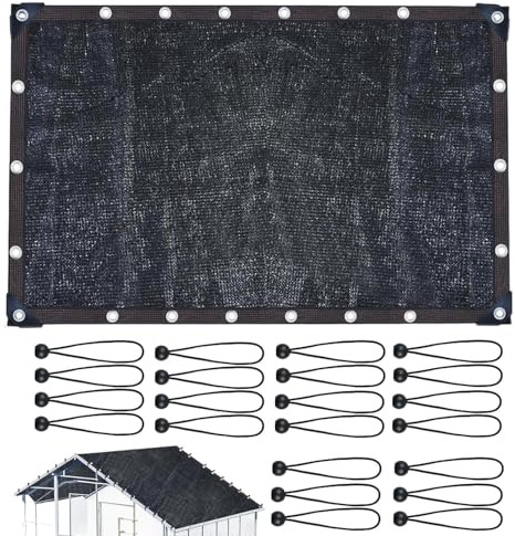 Pantalla de gallinero – Red de protección UV con cordones de bola | Cubierta de malla negra para invernadero, patio, porche, balcón, jardín al aire libre, refugio de aves de corral, 350 x 200 cm