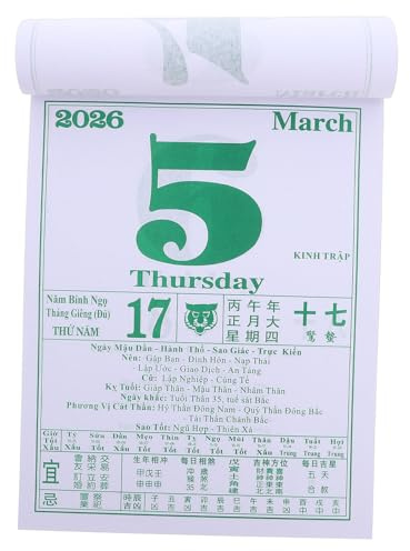 SUPVOX Calendrier Mural 2026 à Pages Détachables Calendrier Lunaire Traditionnel de L'Année du Cheval Format 16 Ouvert 190X260 MM pour Organisation et Décoration du Nouvel An Chinois