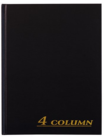 Adams Account Book, 4-Column, Black Cloth Cover, 9.25 x 7 Inches, 80 Pages Per Book (ARB8004M)