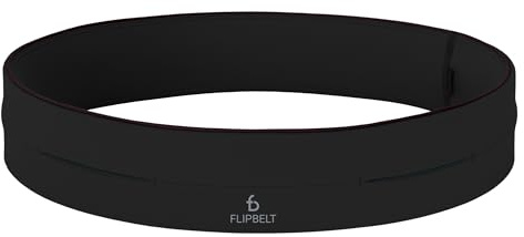 FlipBelt Classic Running Belt for Phone and Small Accessories, Exercise Waist Pouch for Women and Men, XL, Black
