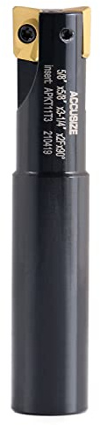 Accusize Industrial Tools 5/8'' 90 Deg Square Shoulder Indexable End Mill with 3-1/4'' Oal, Apkt11t3 Carbide Inserts, 2 Flute, 0056-0916