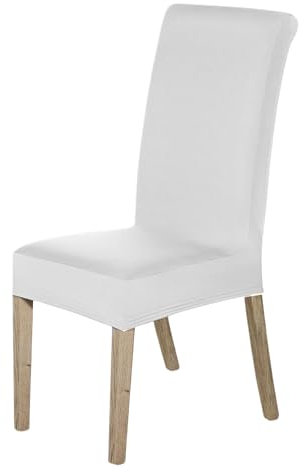 High-Back Chair Covers for Dining Room Chairs – Spandex Stretch, Universal Armless Chair Protective Slipcover, Removable & Washable for Kitchen, Wedding, Party, Banquet & Hotel, White, Pack of 6