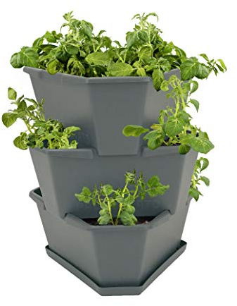 Gusta Garde Paul Potato Tour de Pommes de Terre 3 étages Anthracite - Tour de Pommes de Terre surélevée - Jardin et Balcon - Protection Contre Les nuisibles - 0,2 m² - Volume de Terre 56 L