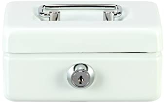 Boîte à monnaie verrouillable Burg-Wächter avec clé, fente et insert à pièces, petite, en tôle d'acier, Money 5012, blanche