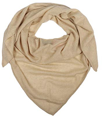 Zwillingsherz Dreieckstuch Stola Schal aus 100% Kaschmir für Damen Mädchen Jungen Kinder - Hochwertiges Cashmere Halstuch im Uni Design - Umschlagtuch - Damenschal für Frühling Herbst Winter - beige, einheitsgröße, 922dc0.8