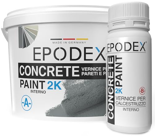 EPODEX 2K Betonfarbe, Bodenfarbe, 2K Epoxidharz Bodenbeschichtung, Garagenbodenbeschichtung, Keller, Garage, Werkstatt, wasserfest, Innen, 6kg - 15m² für 2 Anstriche - Lichtgrau