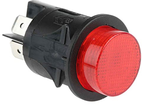 AUTOZOCO Interruttore a pulsante DPST 16A rotondo 25mm LED - 250V a 16A - On/Off - Controller elettrico per veicoli con luce rossa