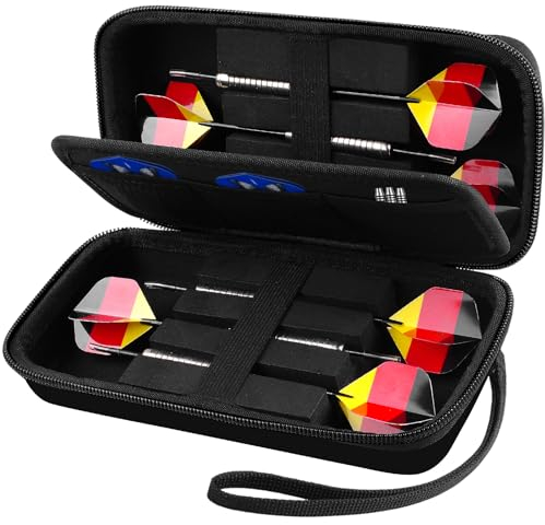 Grapsa Darttasche Box, Darts Case Hülle für 6 Steeldarts oder Softdarts. Dartkoffer Aufbewahrung Tragehalter with 6 Taschen für Dart Flights & Zubehör