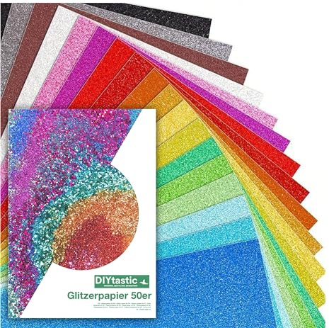 250 x glitterpapper i A4: Färgglatt glitterkopieringspapper på 250 g/m² – perfekt för hantverk och kreativ design – fotokartong och skrivarpapper för pysselpapper