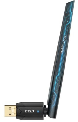 Hakimonoe USB Bluetooth Adapter for PC Laptop, Wireless Dongle for Windows 11 10 8.1 7 Linux Desktop, Pair w/Bluetooth Headphones Speaker Mice Keyboard Printer Controller (BT5.3, Long Range BU03)