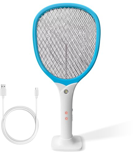CYOUH Elektrische Fliegenklatsche extra stark, 2-in-1 Type-C Aufladung, wiederaufladbar mit integriertem Akku, Elektro-Mückenklatsche mit UV-Lichtfalle – Die wirkliche Spannung beträgt 2700V