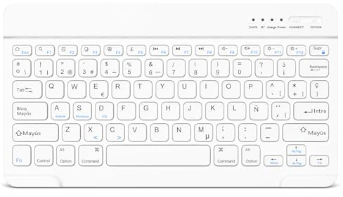 HZD Teclado Bluetooth Español, Light Teclado Inalámbrico Portátil, QWERTY Teclado inalámbrico Bluetooth para iPhone, iPad, iPhone, Samsung, Lenovo, Huawei, Xiaomi, Compatible iOS, Android y Windows