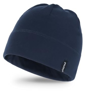 Zylioo S/M/L/XL/XXL fleece skalle keps för stora/små huvuden, cykelmössa under hjälm, hjälmfoder keps, löpmössa, Marinblå – tunn, M-L