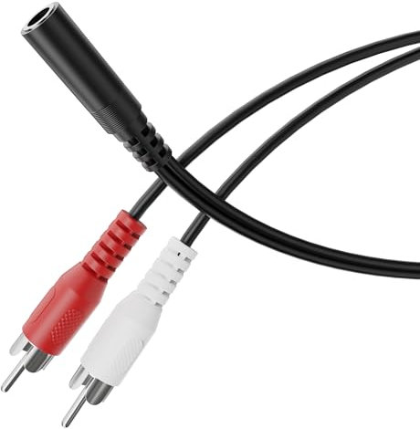 HDSupply Audio Splitter, Y Adapter Kabel, Klinke Aux 3,5 mm Buchse zu 2x RCA Cinch Stecker, für Boxen, Subwoofer, Soundbar, Fernseher, Auto, Radio, Smartphone, Tablet, Schwarz
