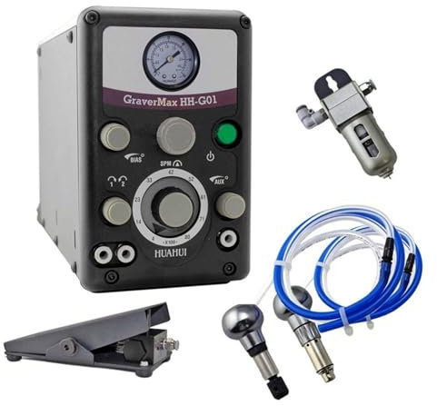 Handgravyr & stensättningsverktyg Graver 400-8000 RPM Pneumatisk Graver Handpiece Dubbelhuvud Micro Graver för smycken hantverk,35 x 31 x39 cm