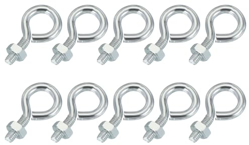 PATIKIL Pernos De Ojo M3x8mm, 10 Pcs Pernos De Acero Al Carbono Con Tuerca Para Colgar O Asegurar Cables Plateado