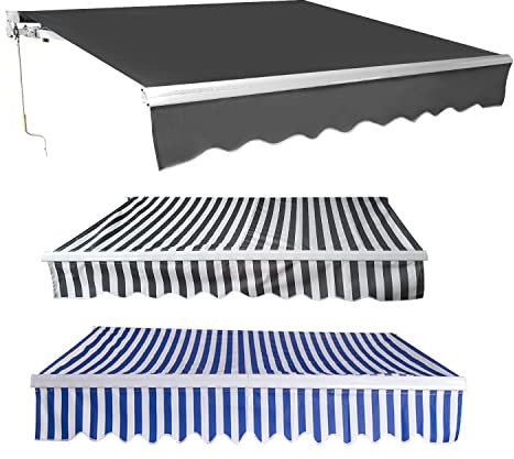 Izrielar Gelenkarmmarkise 300x250cm – Markise Balkon Ohne Bohren, Linksseitiger Kurbel Winkel 5°-45°, UV-Schutz & Reißfest (Grau)