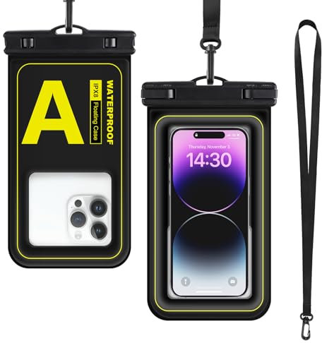 Guzack Pochette Etanche Smartphone Flottante, 2 en 1 Brassard Telephone Sport IPX8 Housse Étanche pour Téléphone Portable Coque Flottante iPhone 16/15/14 Pro Max Samsung S25/24/23 Ultra, Jusqu'à 6,9