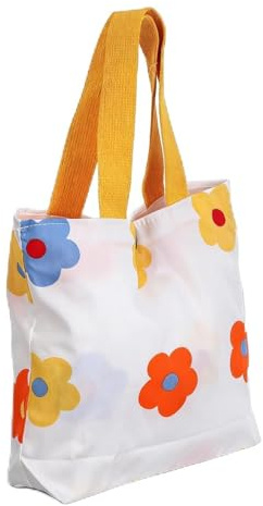 Veemoon 1 unidad Mini bolso de lona con flores para niñas para viajes escolares y compras, práctico y moderno con diseño floral