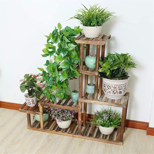 Présentoir à fleurs en bois avec roulettes, idéal pour la décoration intérieure et extérieure du balcon