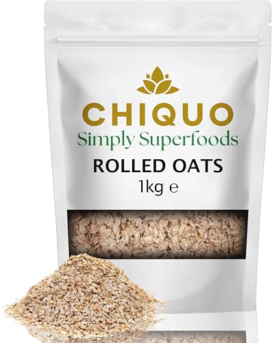 Chiquo Rolled Oats 1kg | 100% Wholegrain Porridge Oats | Stabilised Grade | High Fibre Breakfast Cereal | Vegan & Vegetarian Friendly | GMO Free | No Additives or Preservatives