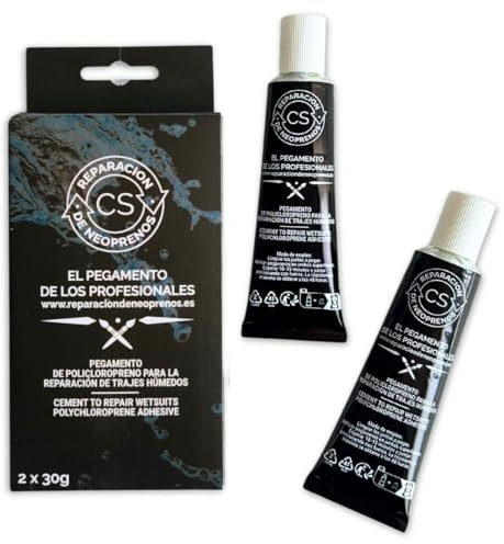 Pegamento neopreno profesional (2×30 g) | Adhesivo impermeable para reparar todo tipo de trajes: surf, buceo, triatlón | Reparación rápida, duradera y flexible | Incluye guía y asesoramiento por QR