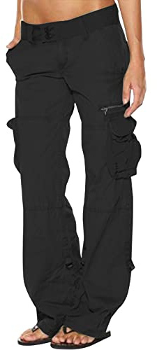Pantalones cargo para mujer, cintura baja, para senderismo, caminar, casual, trabajo, color sólido, cómodos, holgados, clásicos, modernos, talla grande, pantalones de pierna ancha, ropa de calle al