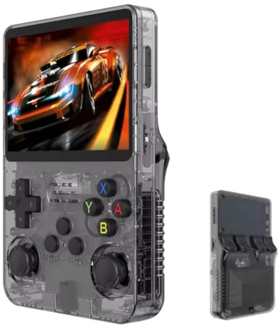 Generico Console di gioco portatile retrò, R36S, display IPS da 3,5 pollici, scheda TF da 64 GB, oltre 10.000 giochi, con sistema Linux open source (lingua italiana non garantita), NERO