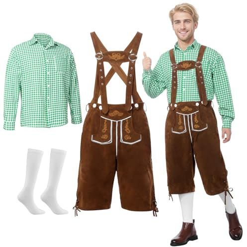 Harsever Chemise Et Pantalon Traditionnels pour Hommes De l'Oktoberfest (Style B, S)