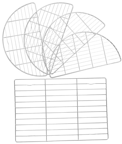 GALPADA 5 Pezzi Barbecue in Acciaio Resistente Supporto con Piedi per Cottura Uniforme e Affumicatura Rete Combinata Tonda e Quadrata per Forno Barbecue e Cucina Outdoor