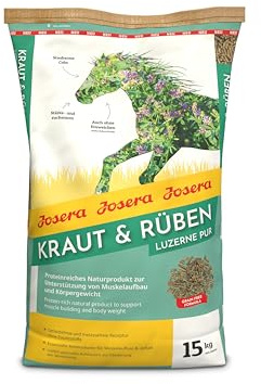 JOSERA Erba medica Pur di erba medica (1 x 15 kg), mangime per cavalli di alta qualità, mix di struttura senza cereali, prodotto naturale ricco di proteine, confezione da 1