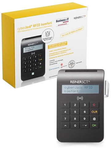 REINER SCT cyberJack RFID Komfort I Chipkartenleser für RFID-Chipkarten I Kartenlesegerät für den neuen Personalausweis & Online-Banking I Card Reader & TAN-Generator I eID Lesegerät (USB-A)