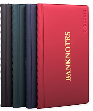 Banknote Collection Album – Storage Book Banknotes Holder – Mini Handy Collecting Pocket Binder - Protect and Store 20 Notes - Original SCHULZ Album In Red