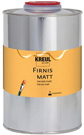 KREUL 86169 - Firnis matt, 1000 ml, schützt vor Staub und Schmutz, transparenter & elastischer Schlussfirnis auf Kunstharzbasis, für Öl- und Acrylmalerei