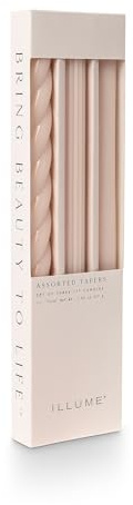 Illume Beautifully Done Unscented Assorted Candle Tapers 3-Pack, Blush Pink