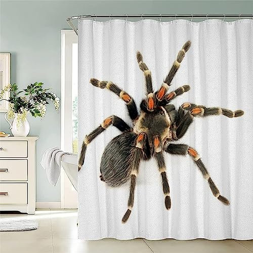VEERAL Tenda Doccia 120 x 200 cm Ragno, Tenda da Doccia Antimuffa Impermeabile 3D Colore, Tenda per Doccia Polyester Lavabile Anti-Muffa Tenda Vasca da Bagno con 8 Ganci