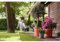 Elho Algarve Cilindro Wheels 40cm - Grand Pot de Fleurs Extérieur - Jardinières - Plastique 100% recyclé - Ø 39.5 x H 33.1 cm - Marron/Terre Cuite