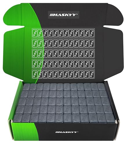 HASKYY 50x masses d'équilibrage poids 12 * 5g autocollants en acier 3kg barre adhésive avec rebord détachable anthracite