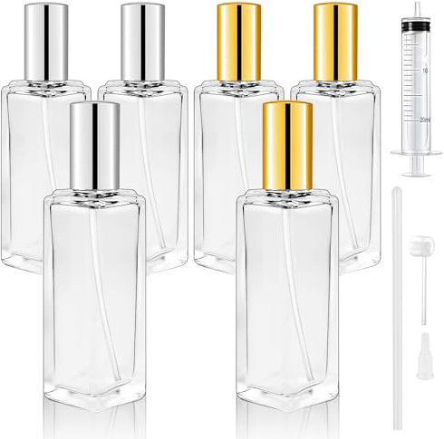 Bohoray 6Pcs 30ml Empty Glass Perfume Atomiser, Clear Glass Atomiser Spray Bottles, Refillable Spray Perfume Bottles Fine Mist Cosmetic Container for Travel and Daily Use