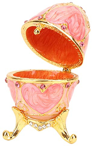 TYCIONG Faberge äggform gångjärn smyckeskrin med strass, dekorativ smyckeskrin, målad, emaljerad