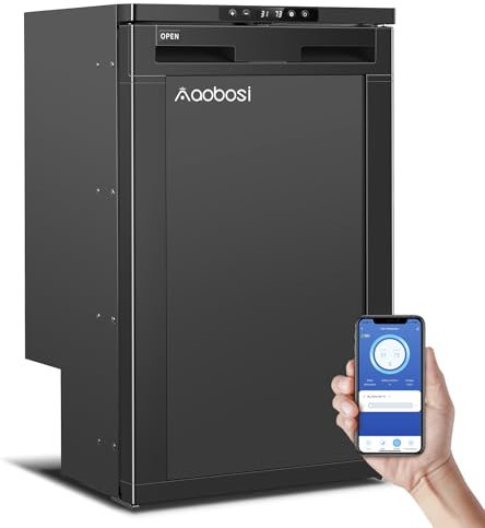 AAOBOSI 83L Kompressor Kühlbox, Wohnmobil Kühlschrank mit APP-Steuerung, 12/24V DC, Kühlbox Auto mit LED-Leuchten, bis -20℃ Kompressor Kühlschrank für Auto, LKW, Boot, Reisemobil, Camping und Reisen