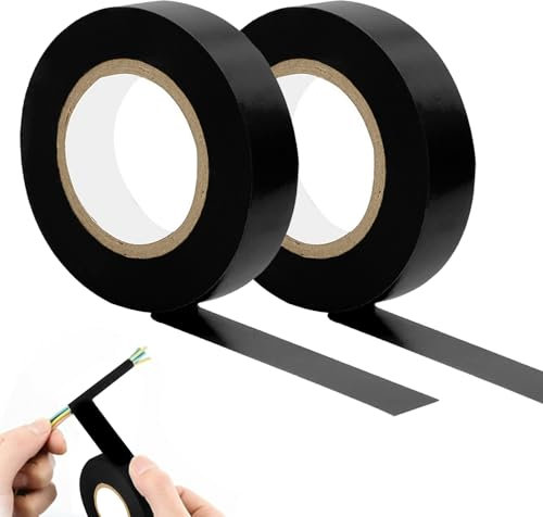 2 Stück 20m Isolierband Schwarz, Electrical Tape, Wasserdicht, Hitzebeständig, Selbstklebend Zum Isolieren, Reparieren Und Bündeln, 18mm*20m