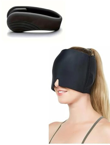 Gorro Migraña Frío para Alivio Rápido del Dolor de Cabeza y Migraña + Clip Acupresión Masajeador, Máscara de Gel Frío Reutilizable y Clip de Masaje para Reducir Tensión y Estrés